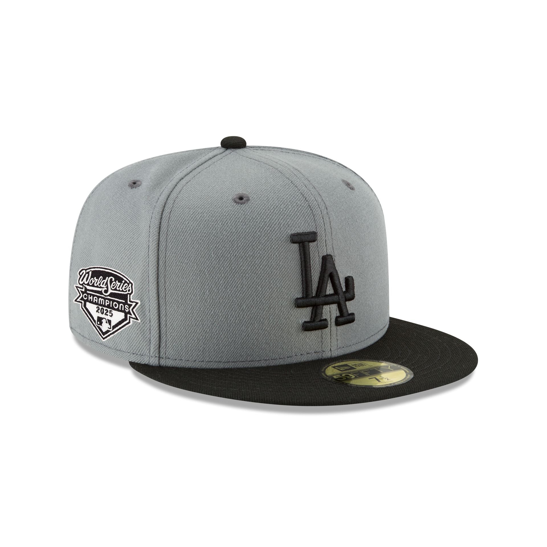Los Angeles Dodgers 2025 World Series Champions Storm Gray 59FIFTY Fitted Hat