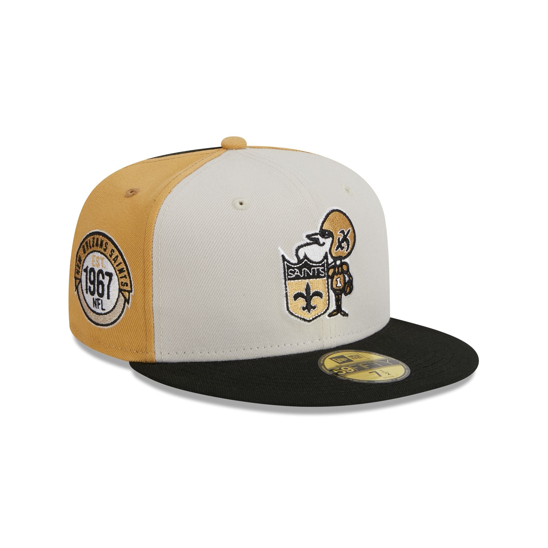 Men's New Era Cream/Black Orleans Saints 2023 Sideline Historic 59FIFTY Fitted Hat