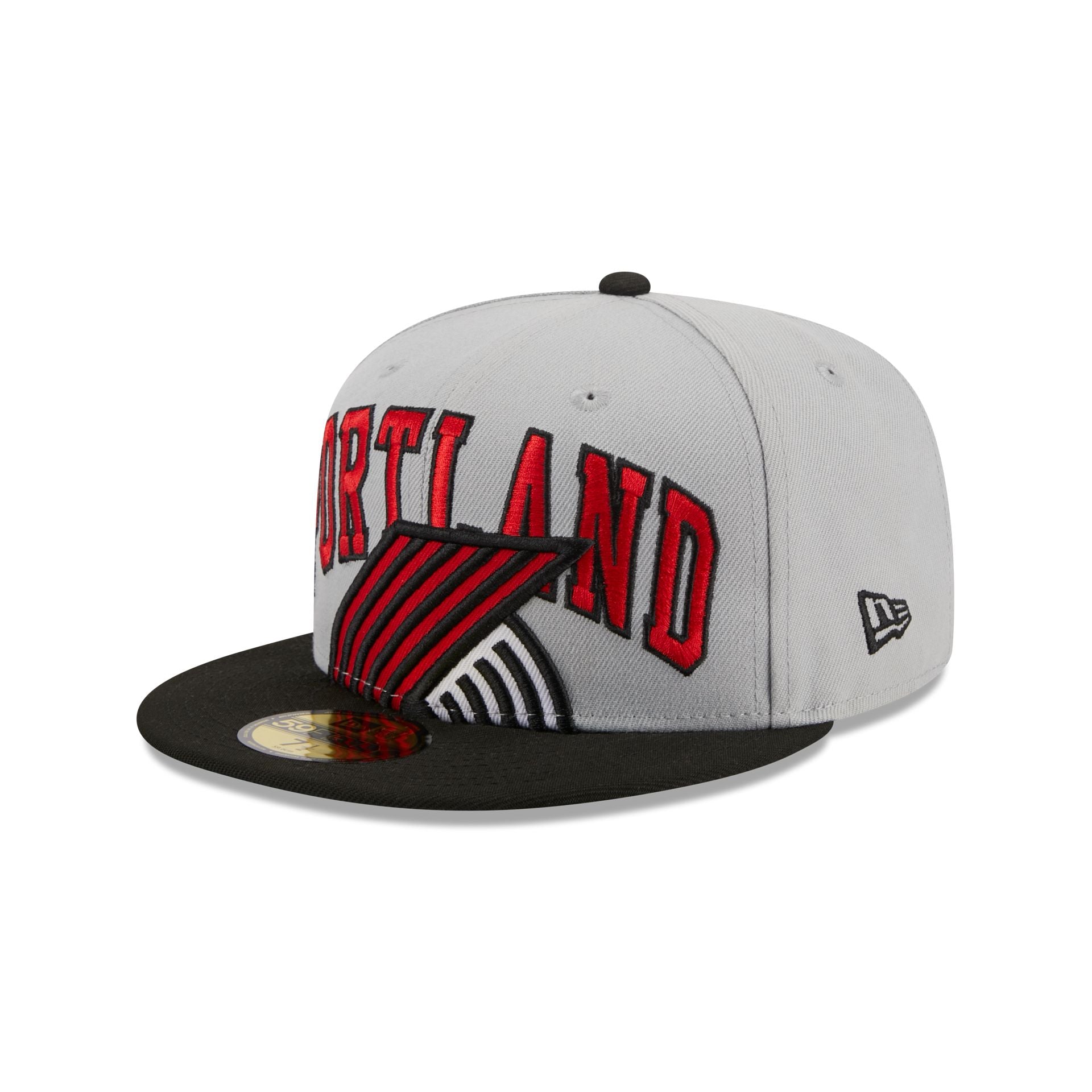 Men's New Era Black Portland Trail Blazers Team Logoman 59FIFTY Fitted Hat  7 1/8