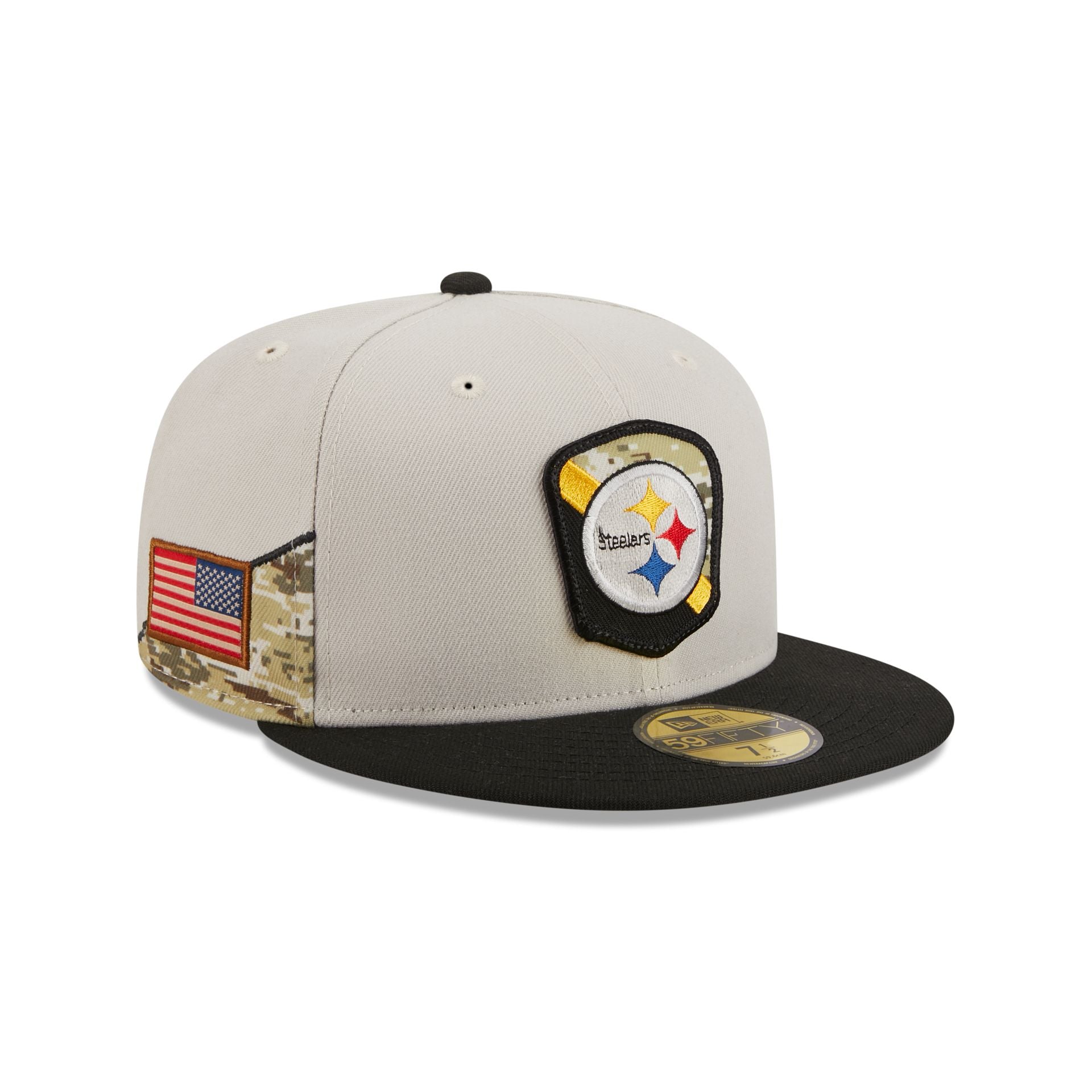 Men's New Era Stone/Black Pittsburgh Steelers 2023 Salute to Service 59FIFTY Fitted Hat