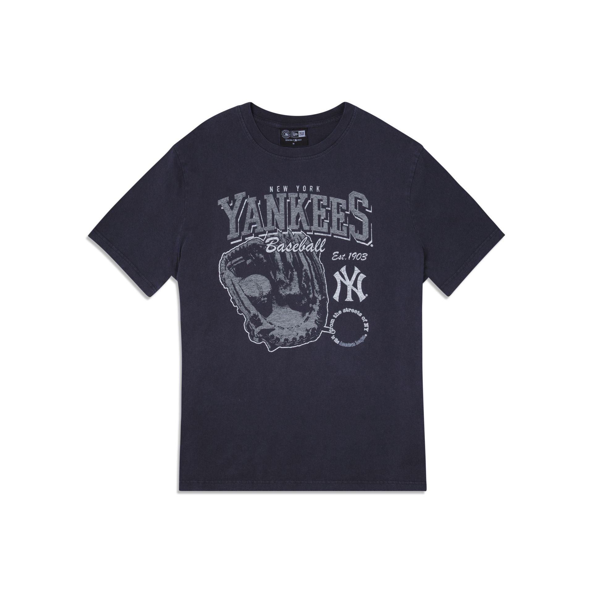 New Era New York Yankees Navy Blue Old School Sport Short Sleeve T Shirt, Navy Blue, 100% Cotton, Size 2XL, Rally House