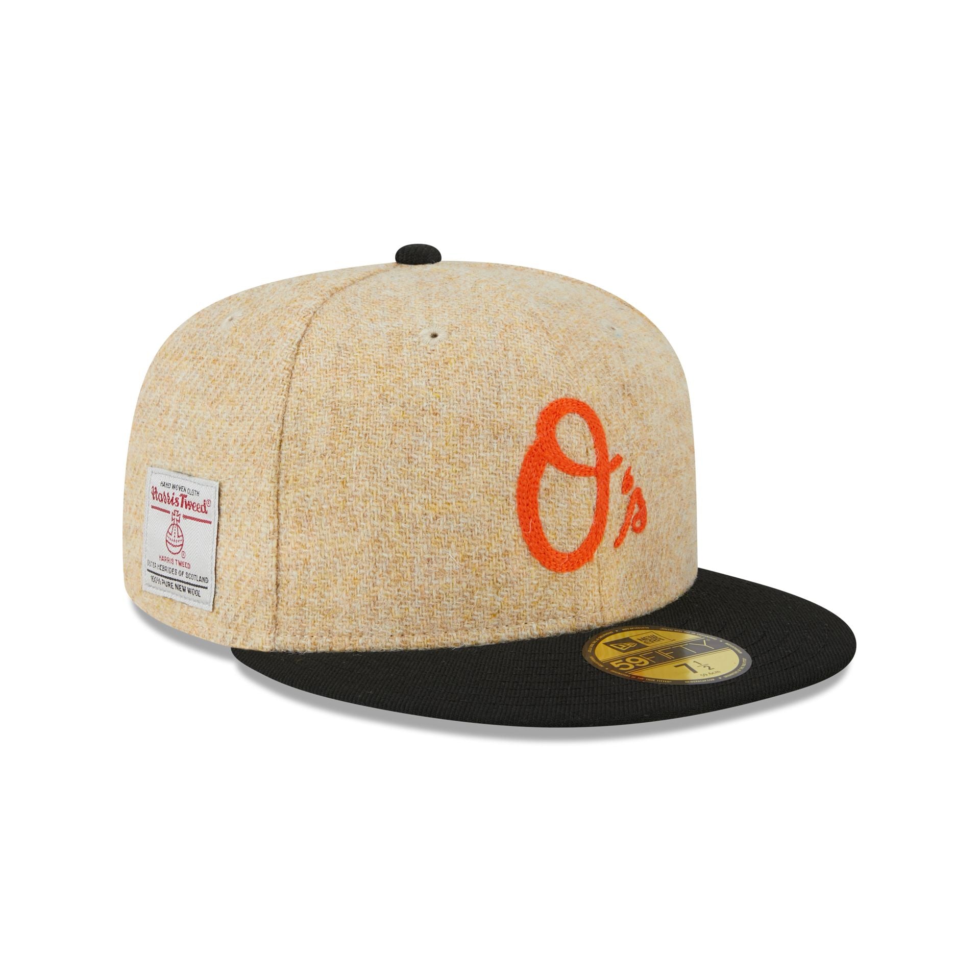 Baltimore Orioles Harris Tweed 59FIFTY Fitted Hat, Brown - Size: 7 7/8, MLB by New Era