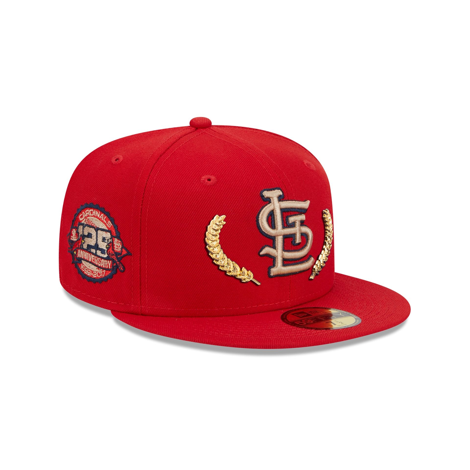 St. Louis Cardinals Gold Leaf 59FIFTY Fitted Hat, Red - Size: 7 1/2, MLB by New Era