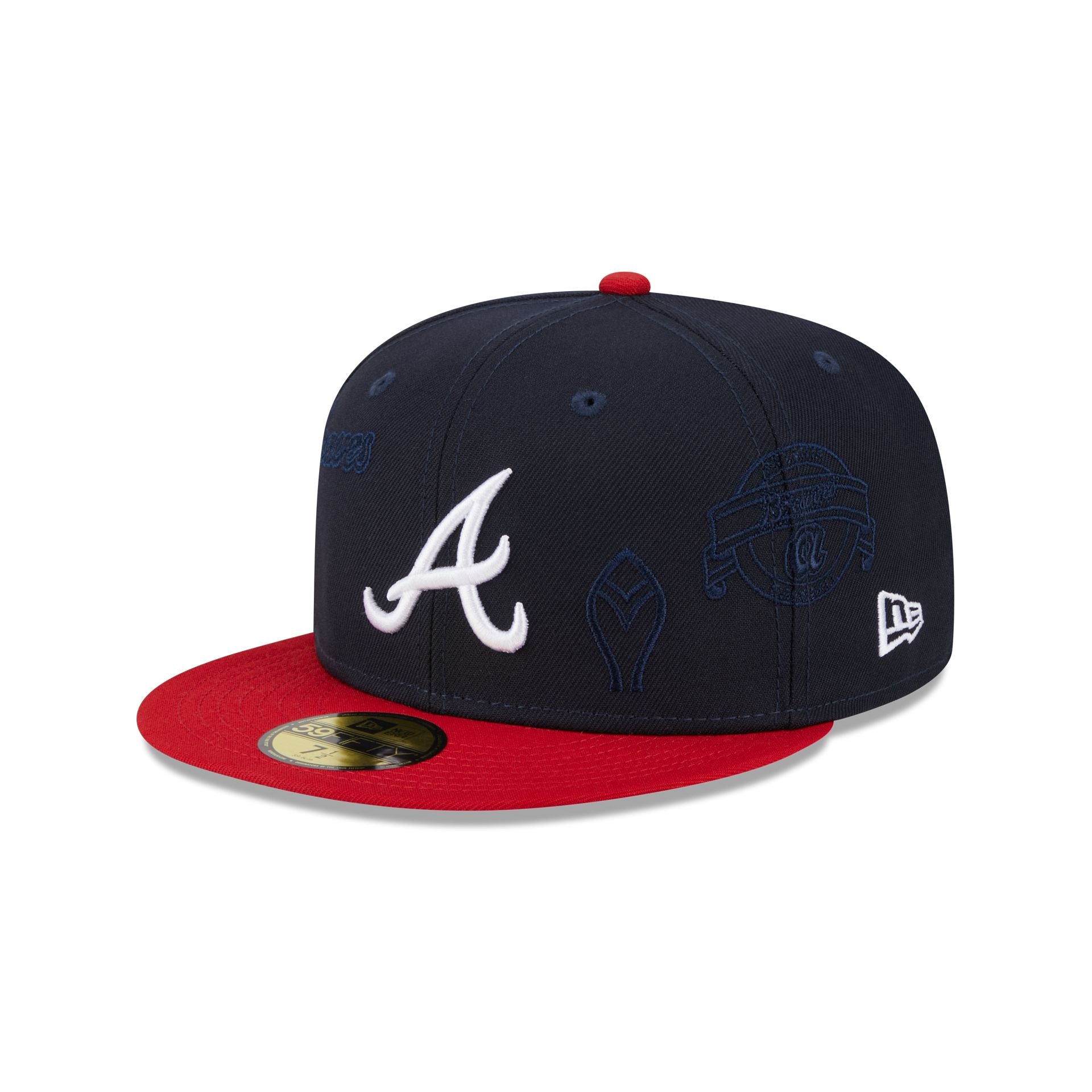 Atlanta Braves Multi Logo 59FIFTY Fitted Hat, Blue - Size: 7, MLB by New Era