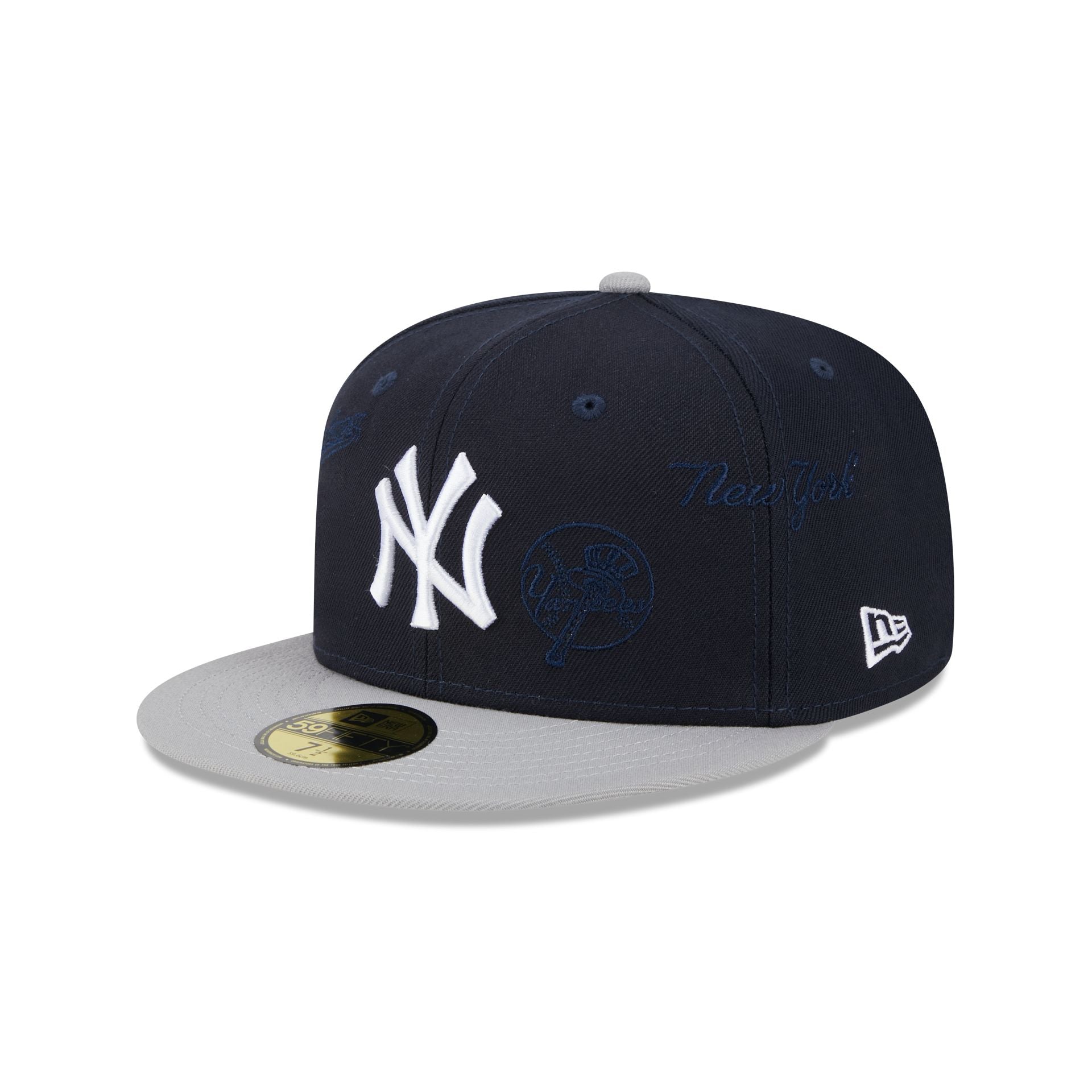 New Era Flat Brim Brown Logo 59FIFTY Camp New York Yankees MLB Grey and  Green Fitted Cap