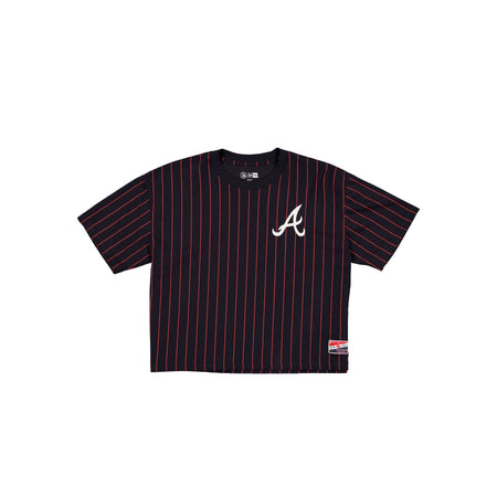 Atlanta Braves Throwback Women's Cropped Pinstripe T-Shirt