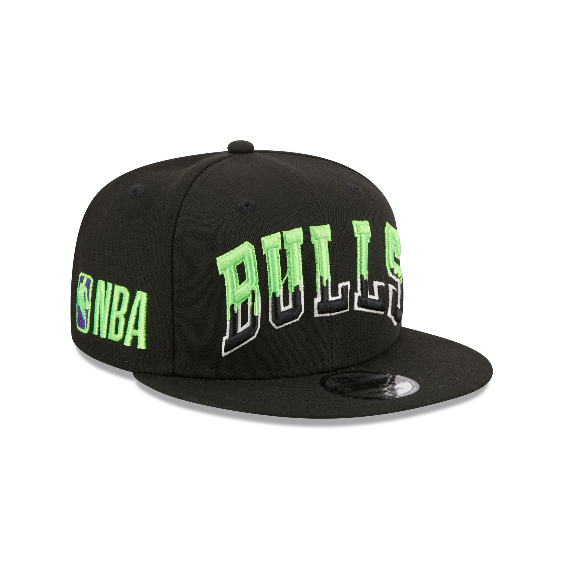 Black and lime green bulls snapback Clearance