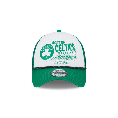 Boston Celtics 2024 Rally Drive White 9FORTY A-Frame Trucker Hat