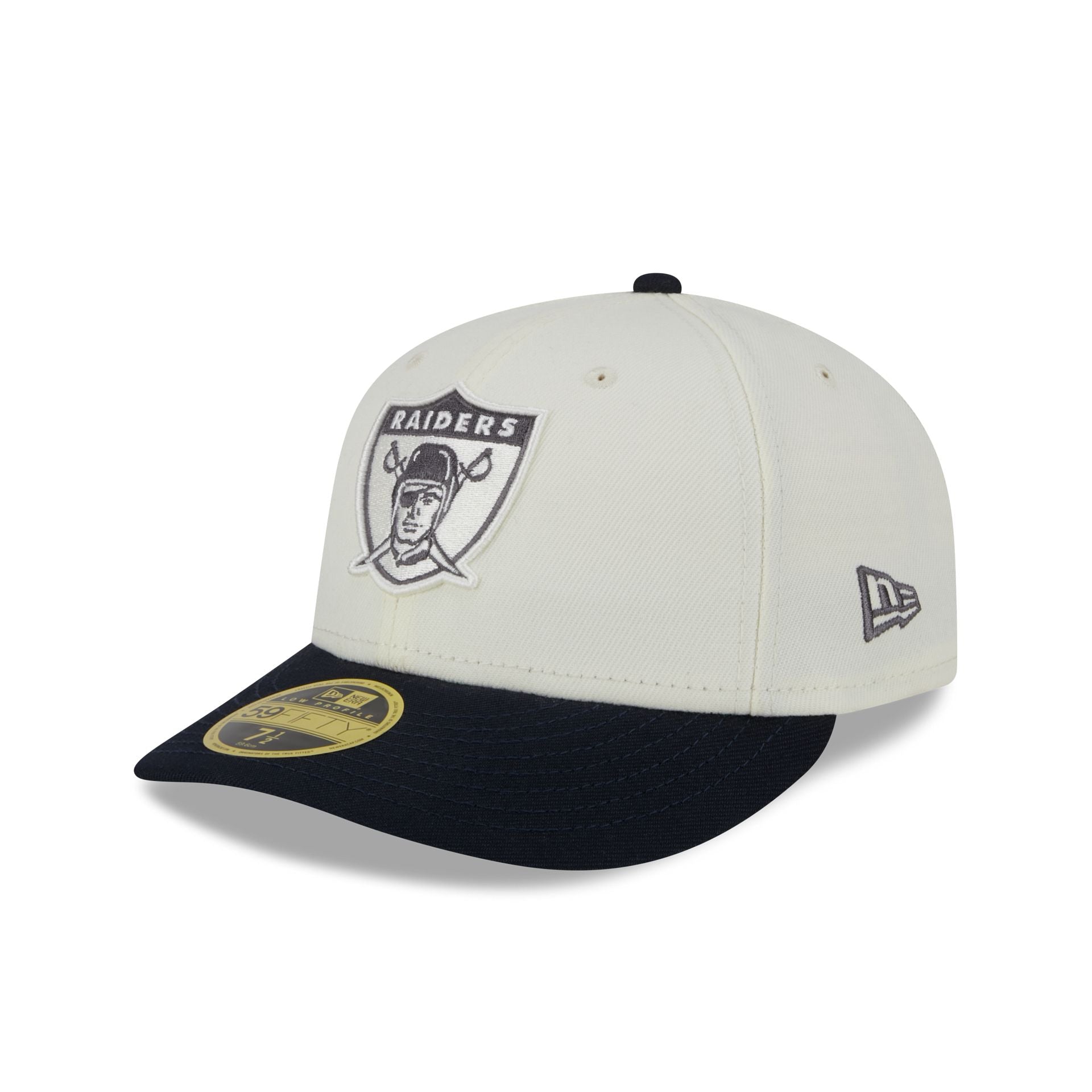 Las Vegas Raiders Chrome Crown Low Profile 59FIFTY Fitted Hat, White - Size: 7 1/2, NFL by New Era
