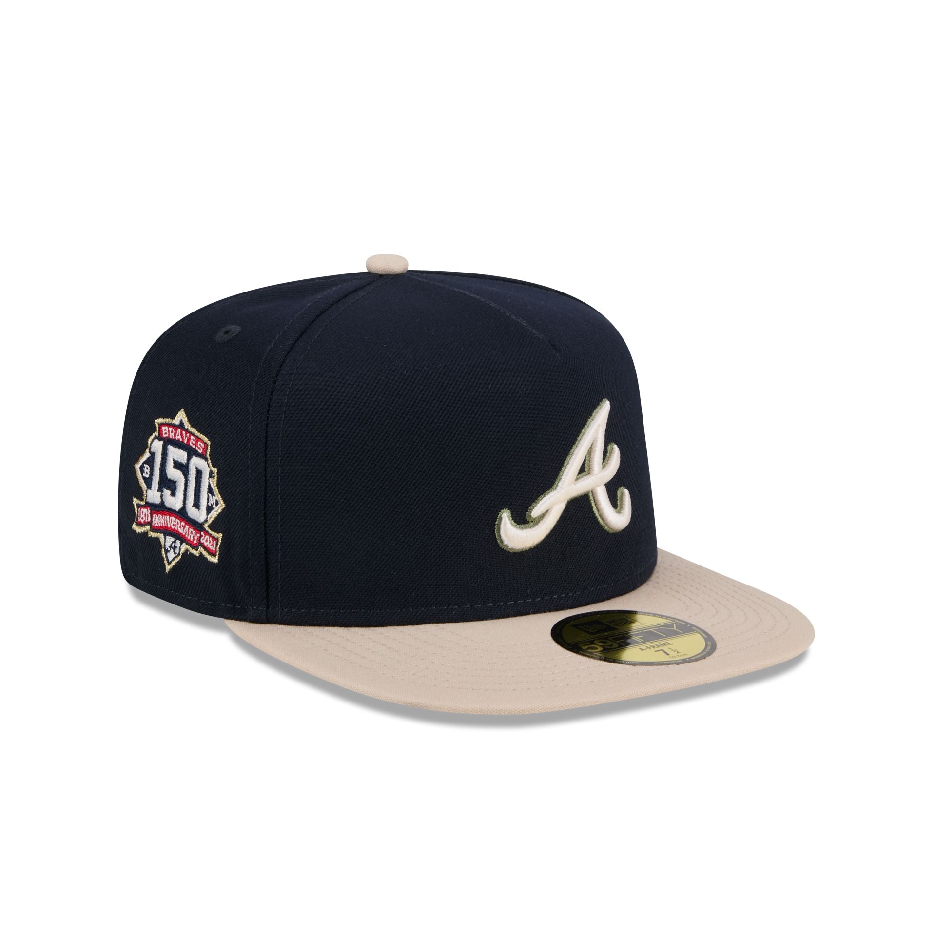 New Era 59Fifty Hat MLB Basic Atlanta Braves Black/White Fitted Baseball  Cap (7 1/2)