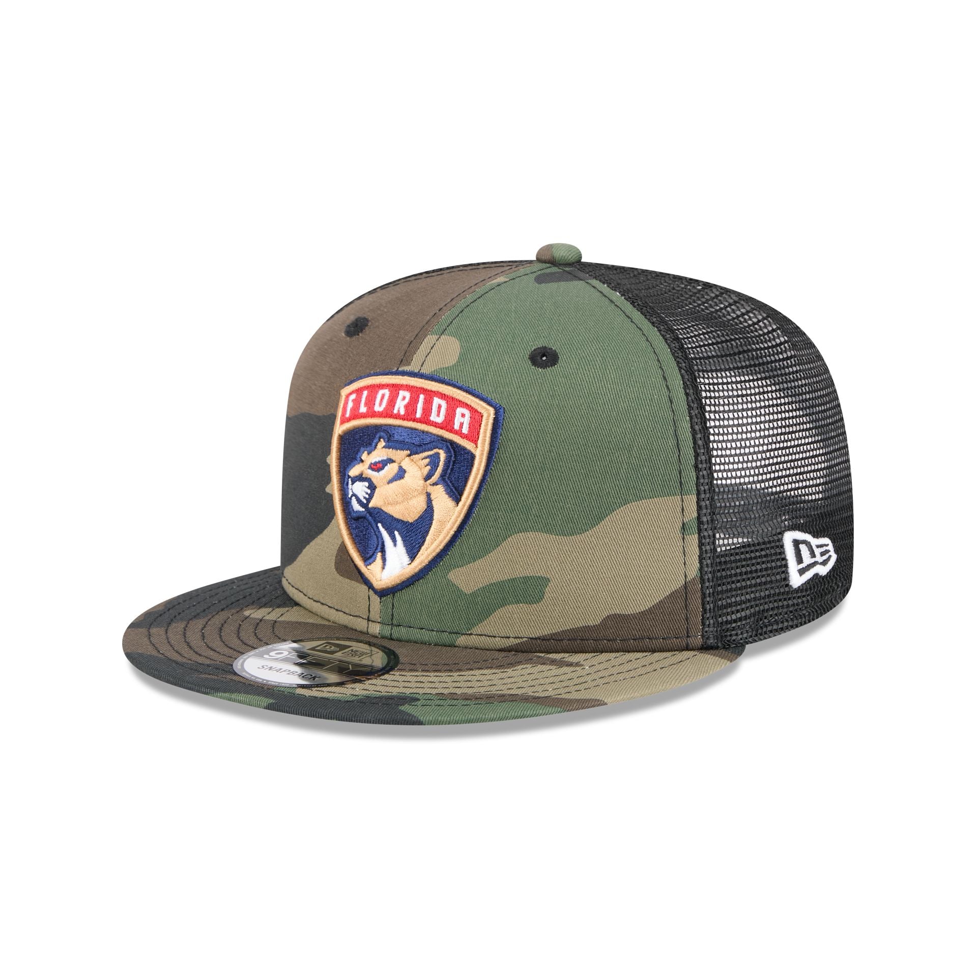 Florida State Flag Embroidered Patch Retro Trucker Mesh Cap - Camo Adjustable Snapback Hat - View #13