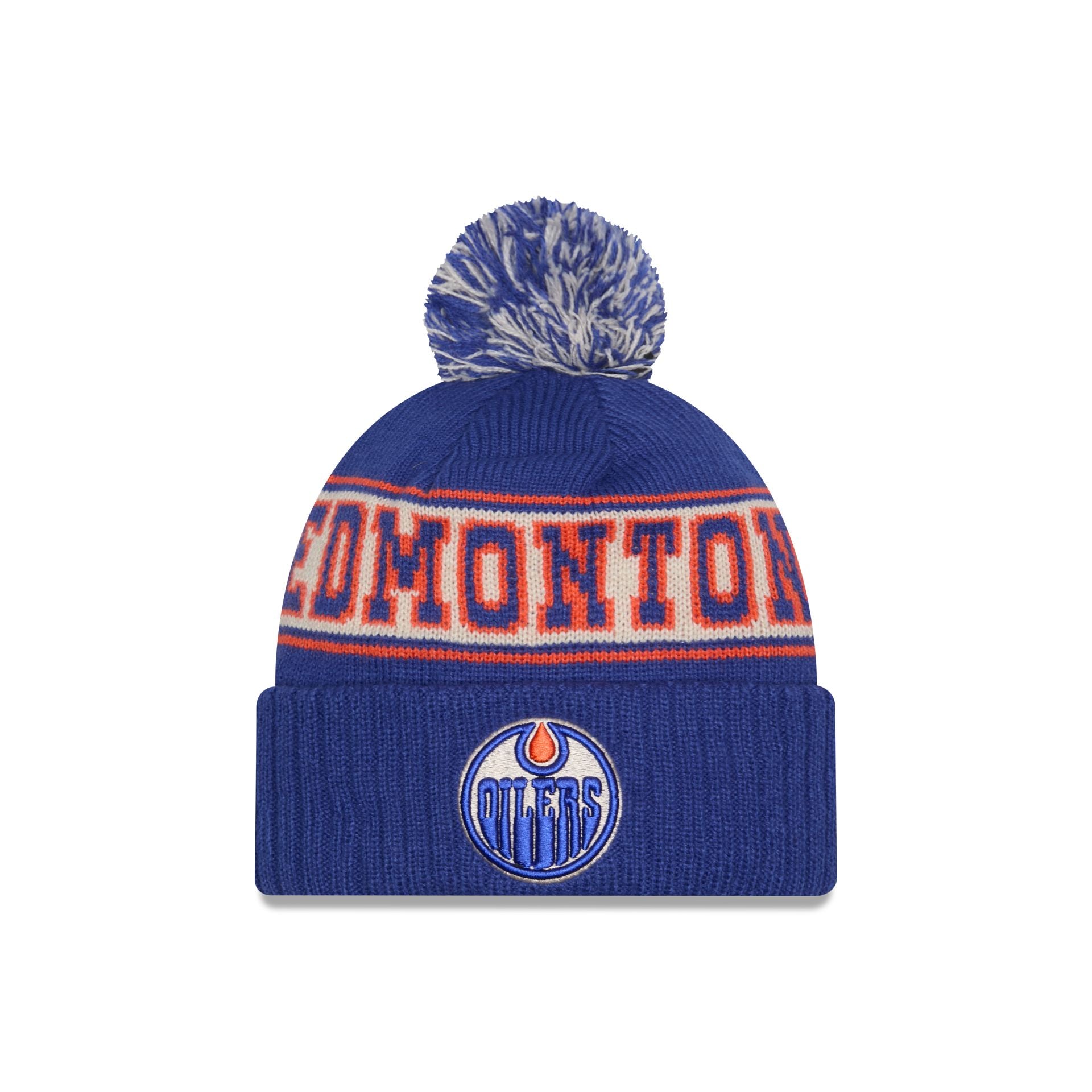 Edmonton Oilers Retro Pom Knit Hat New Era Cap