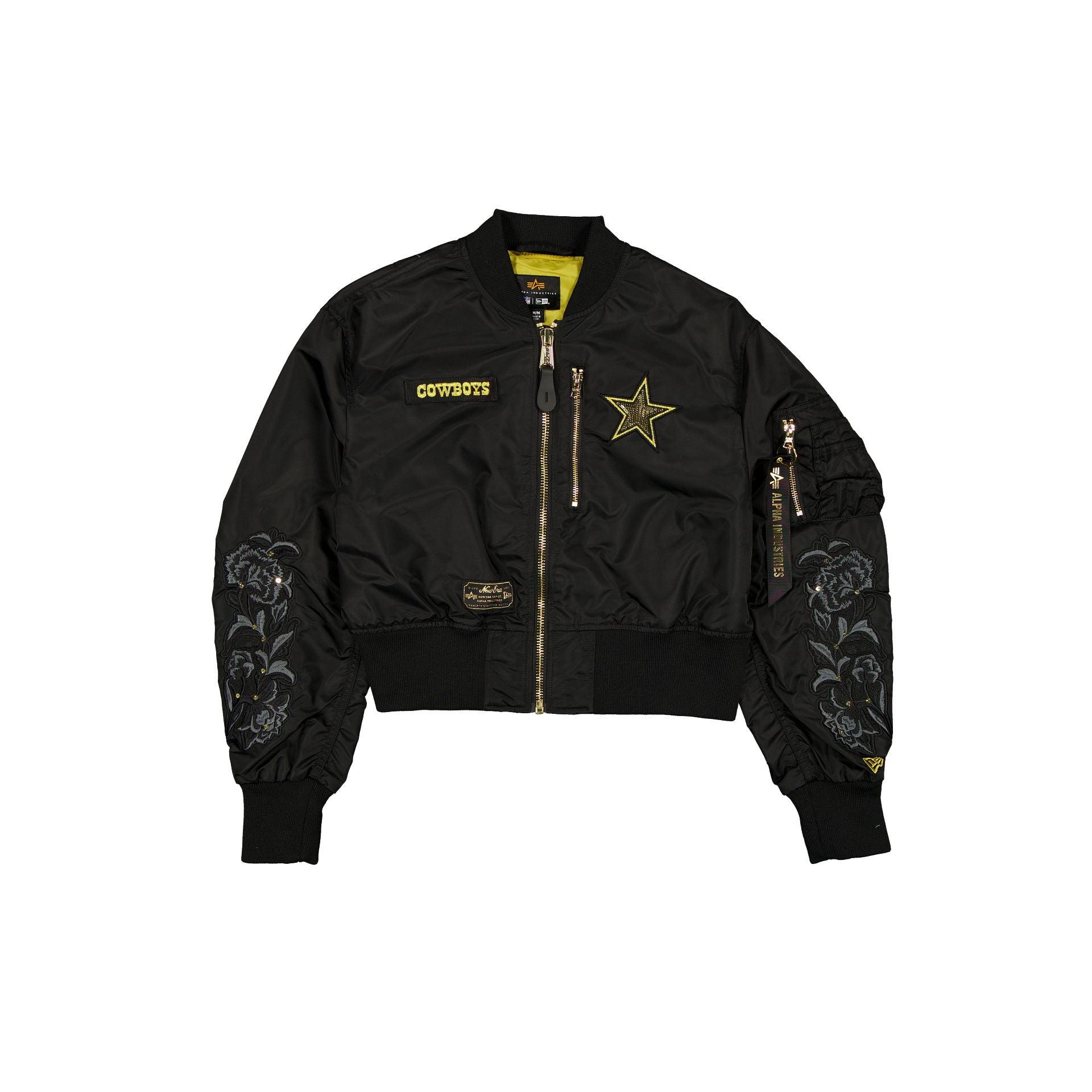 Alpha Industries x Dallas Cowboys Black and Gold Women's Cropped L