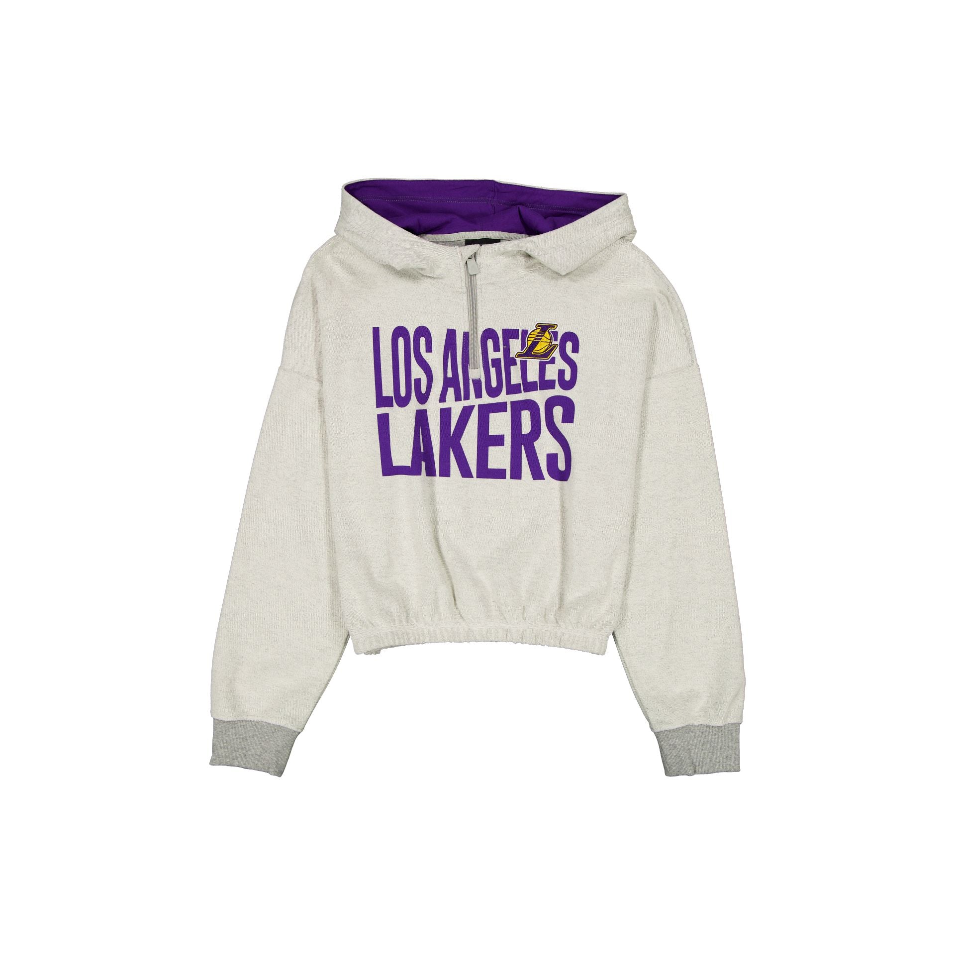 New Era Team Script FZ Hoody Felpa Con Cappuccio Uomo Los Angeles Lakers - Morbido Cotone, Vestibilità Regolare, Abbigliamento Casual Ufficiale NBA