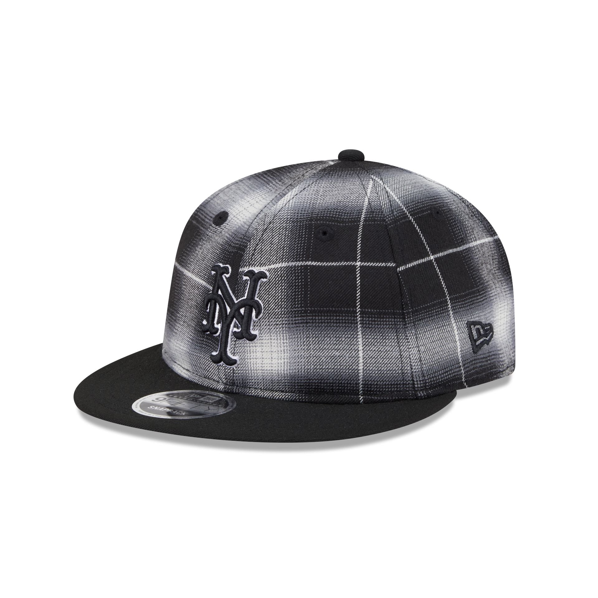 New York Mets Black and White Plaid Retro Crown 9FIFTY Snapback