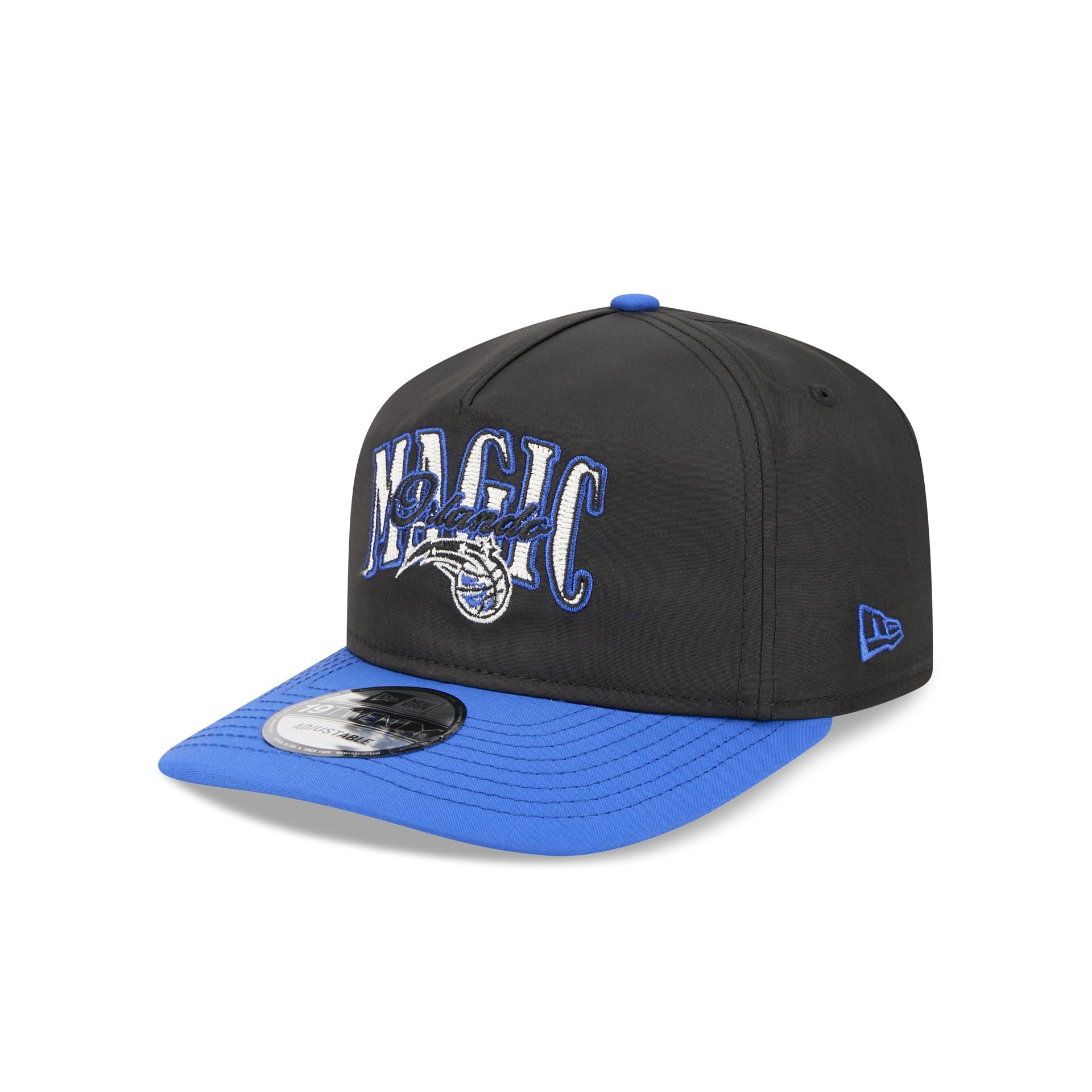 Mitchell & Ness Orlando Magic Retro Script Snapback Hat - Black Crown, Blue Underbill, One Size Fits Most