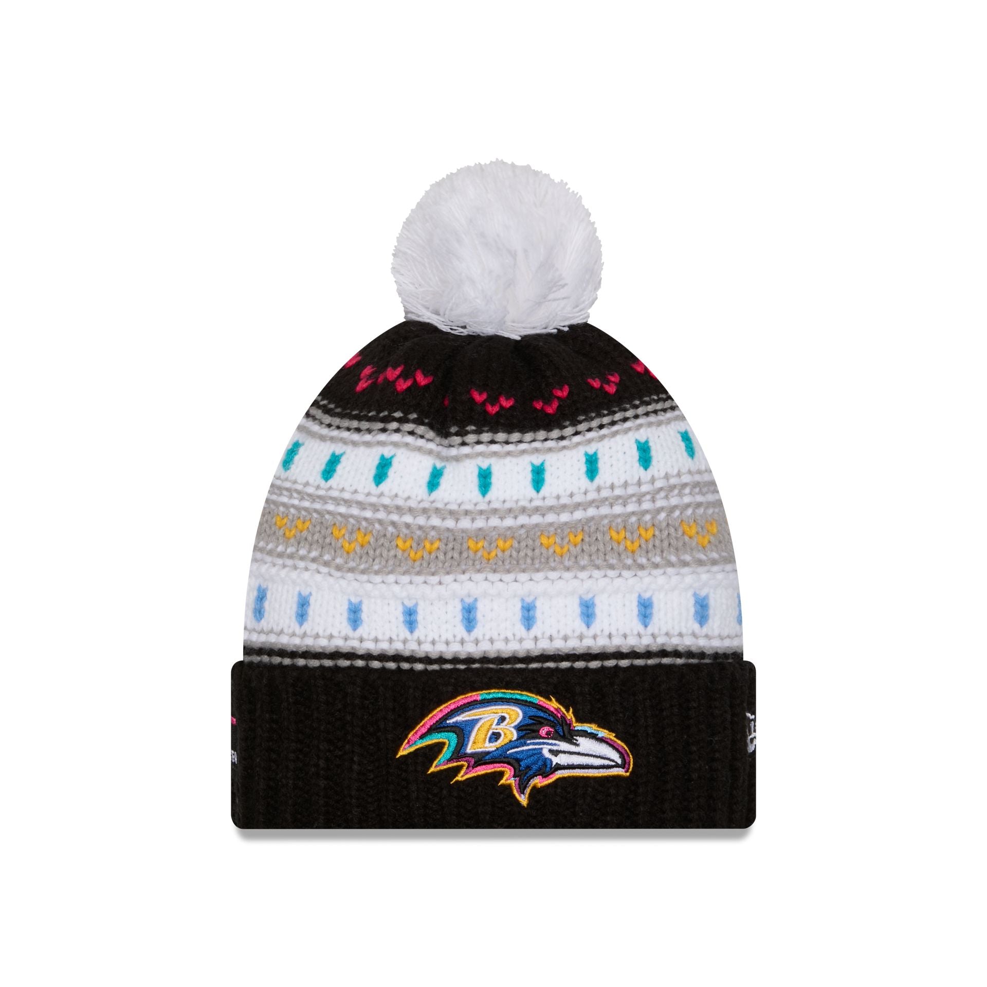 Baltimore Ravens 2025 Crucial Catch Women's Pom Knit Hat – New Era Cap