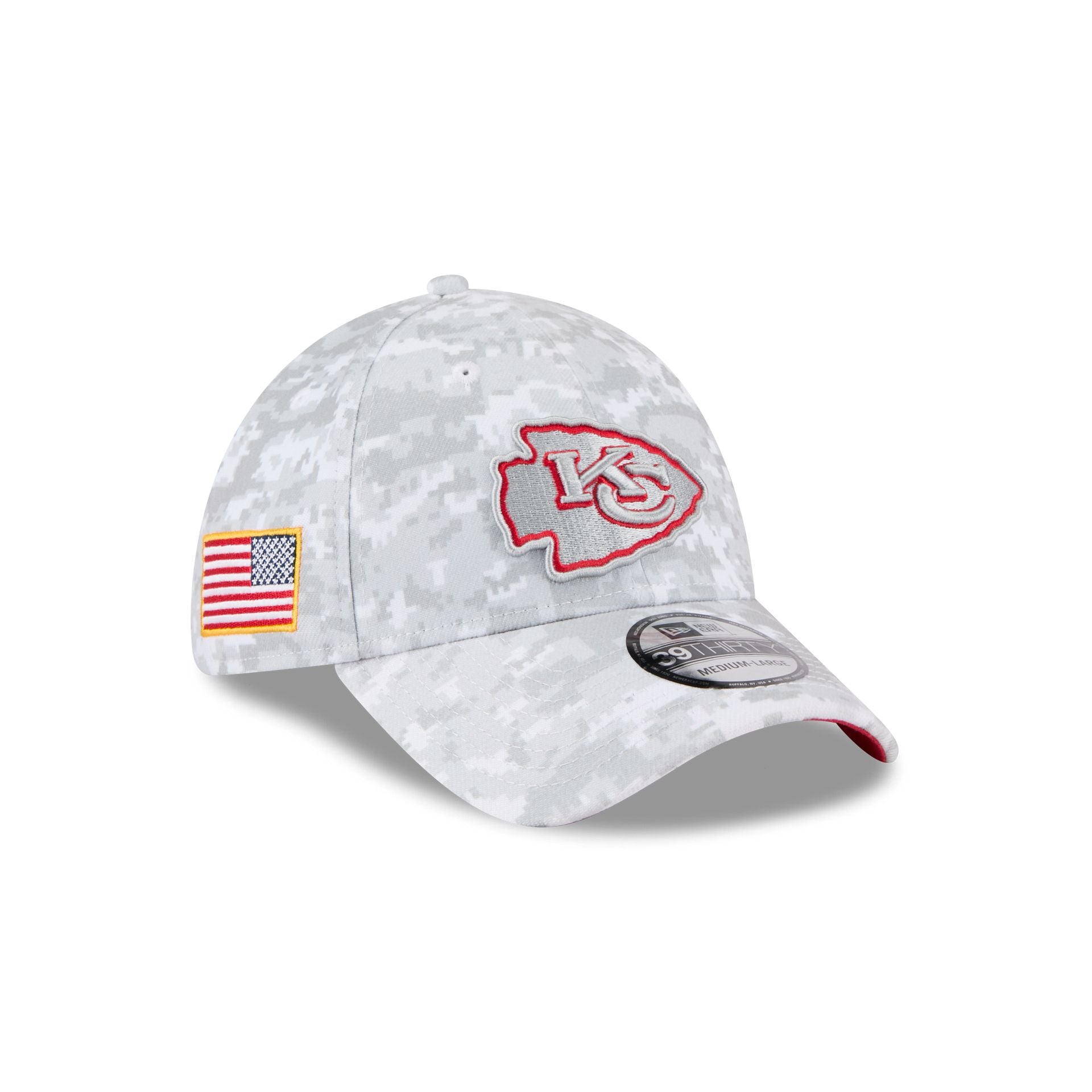kansas city chiefs fan gear Kansas City Chiefs 2025 Salute to Service Fan Gear 39THIRTY Stretch Fit Hat, White
