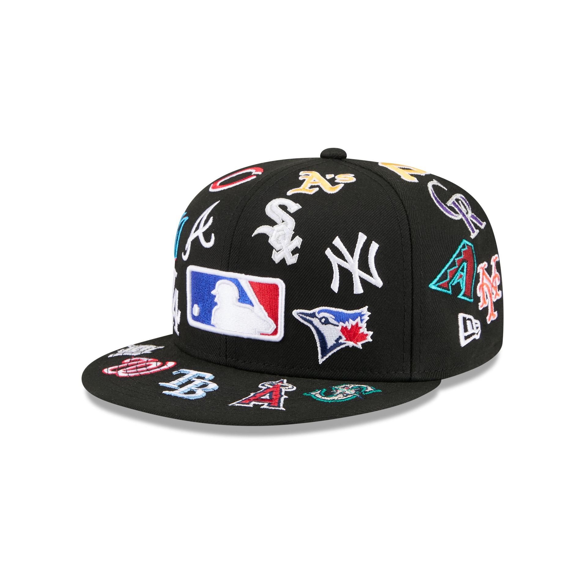 MLB All Over Logo Black 59FIFTY Fitted Hat – New Era Cap
