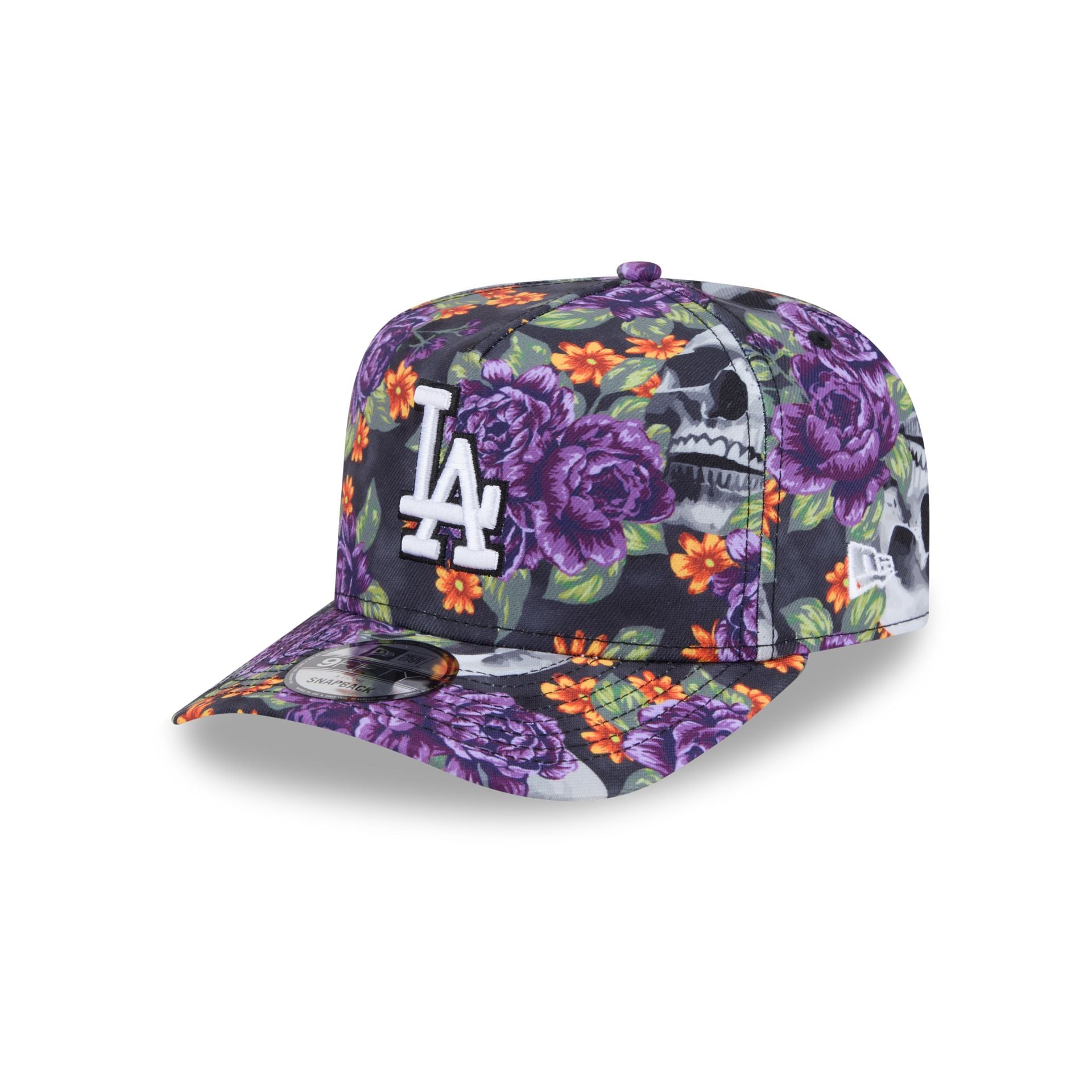 新品 NEWERA LA Dodgers 7 1/2 黒 海外限定 薔薇 骸骨 Los Angeles Dodgers Day of the Dead Skull & Roses 9FIFTY A-Frame