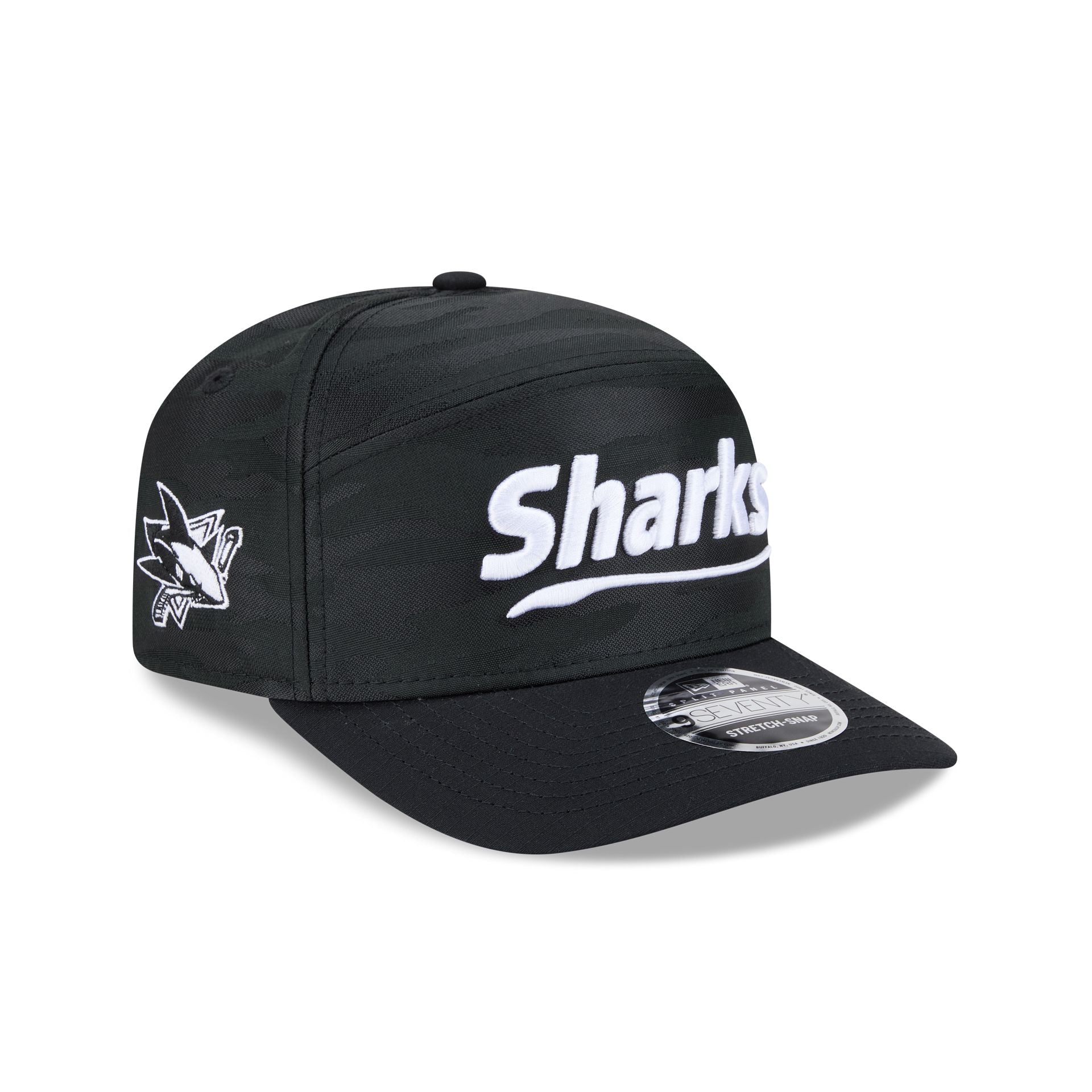 San Jose Sharks Black Camo Split Panel 9SEVENTY Stretch-Snap Hat