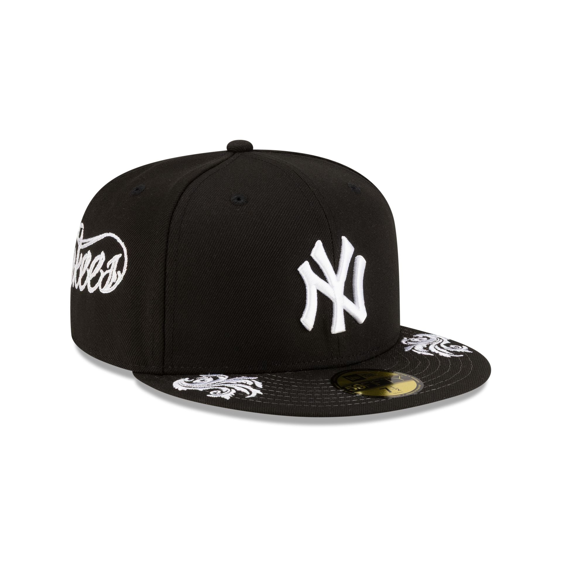 New York Yankees Script Black and White 59FIFTY Fitted Hat – New