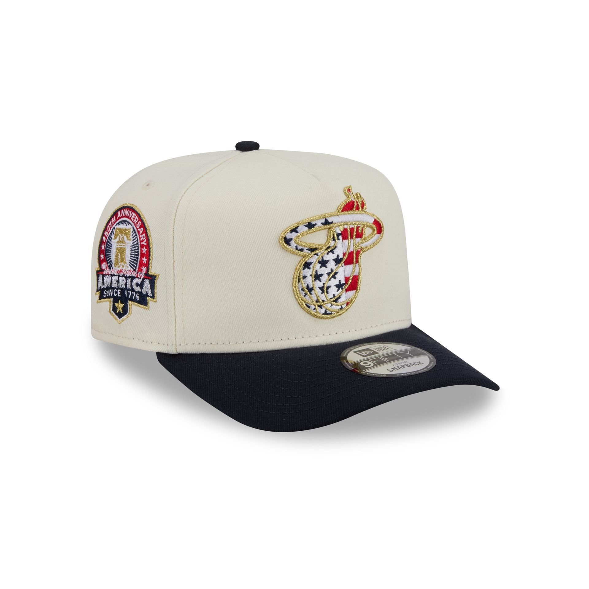 Miami Heat Chrome White Stars and Stripes 9FIFTY A-Frame Snapback