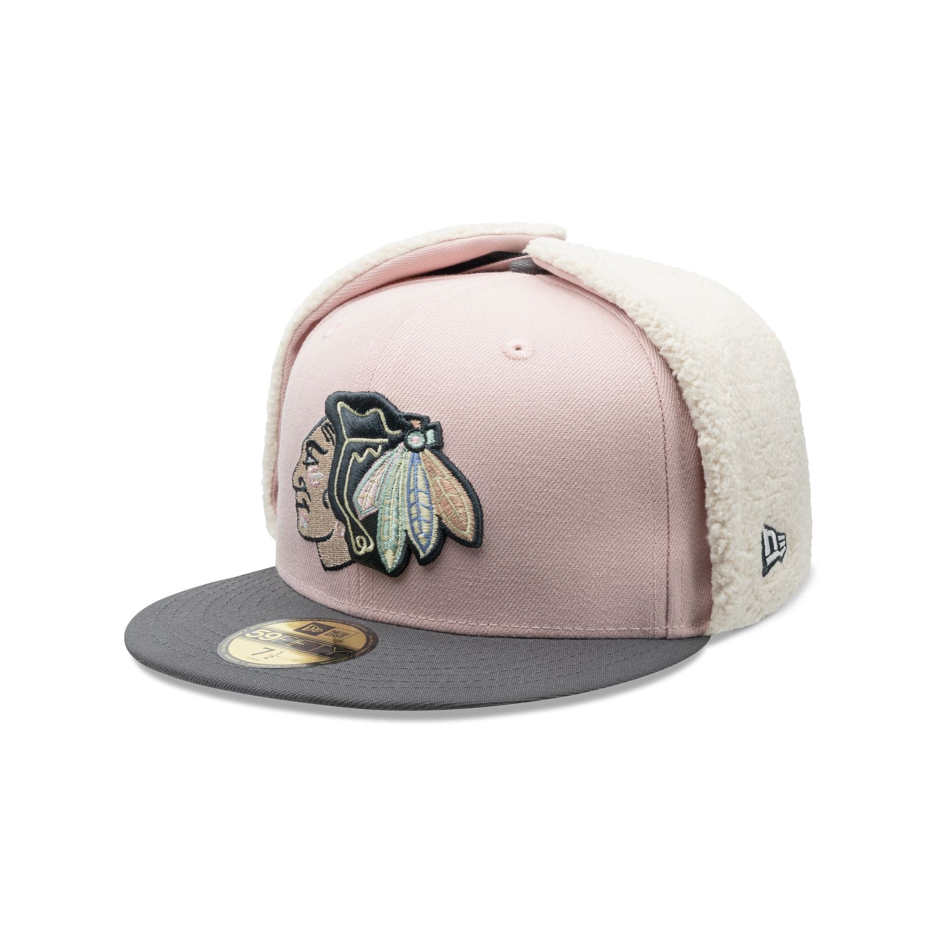Chicago Blackhawks Patches Pink Dog Ear 59FIFTY Fitted Hat 