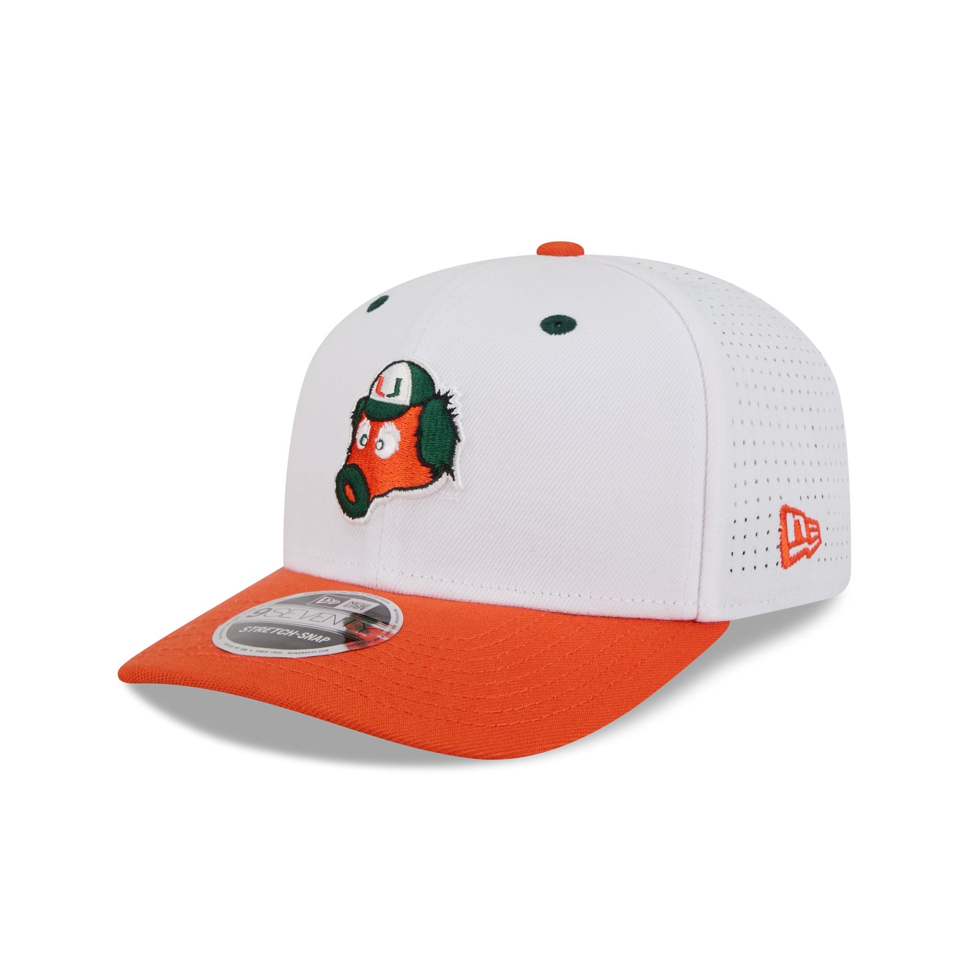 New Era x adidas Miami Hurricanes White Mascot 9SEVENTY Stretch