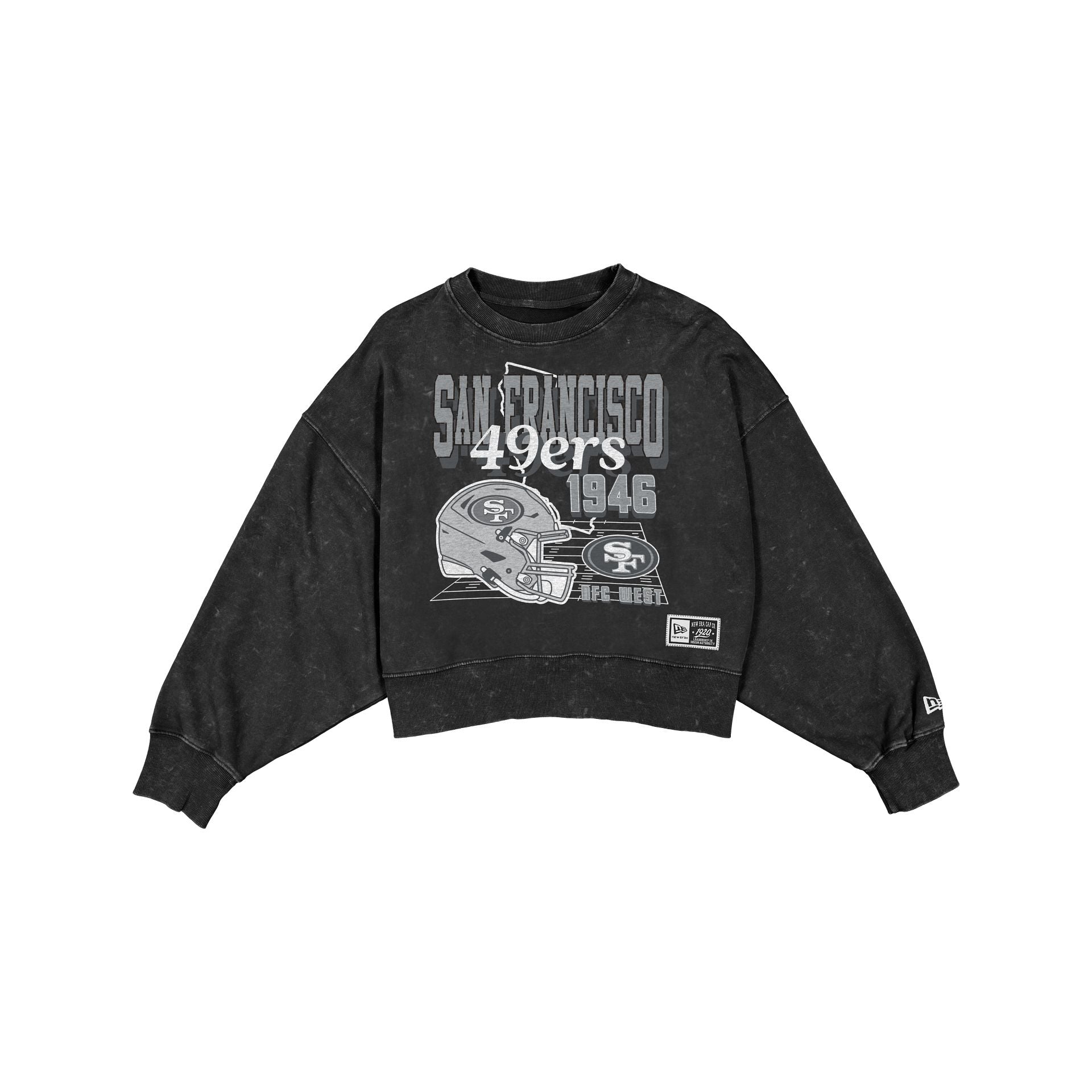 San Francisco 49ers Women's Throwback Cropped Washed Black