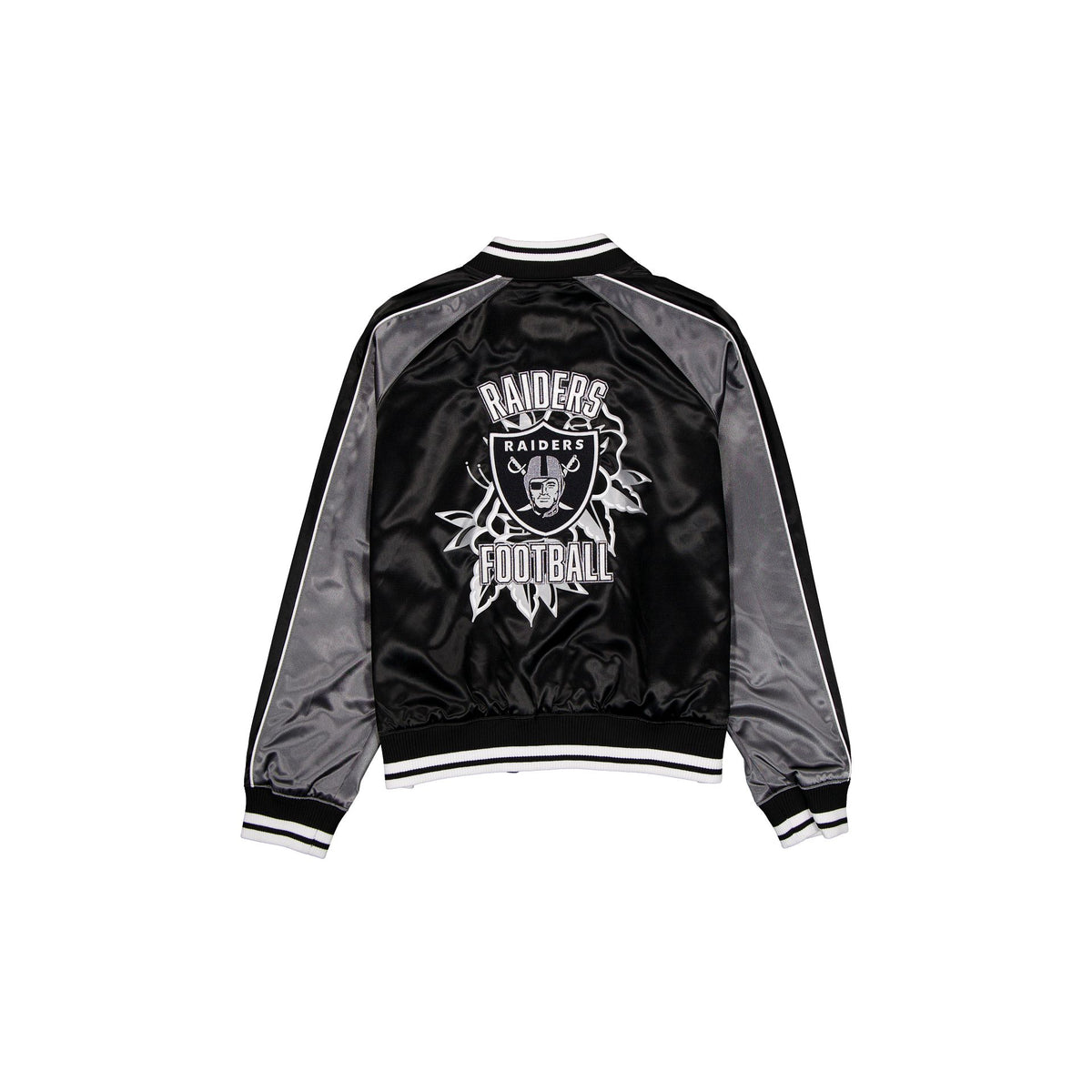 Las Vegas Raiders Women's Floral Satin Varsity Jacket