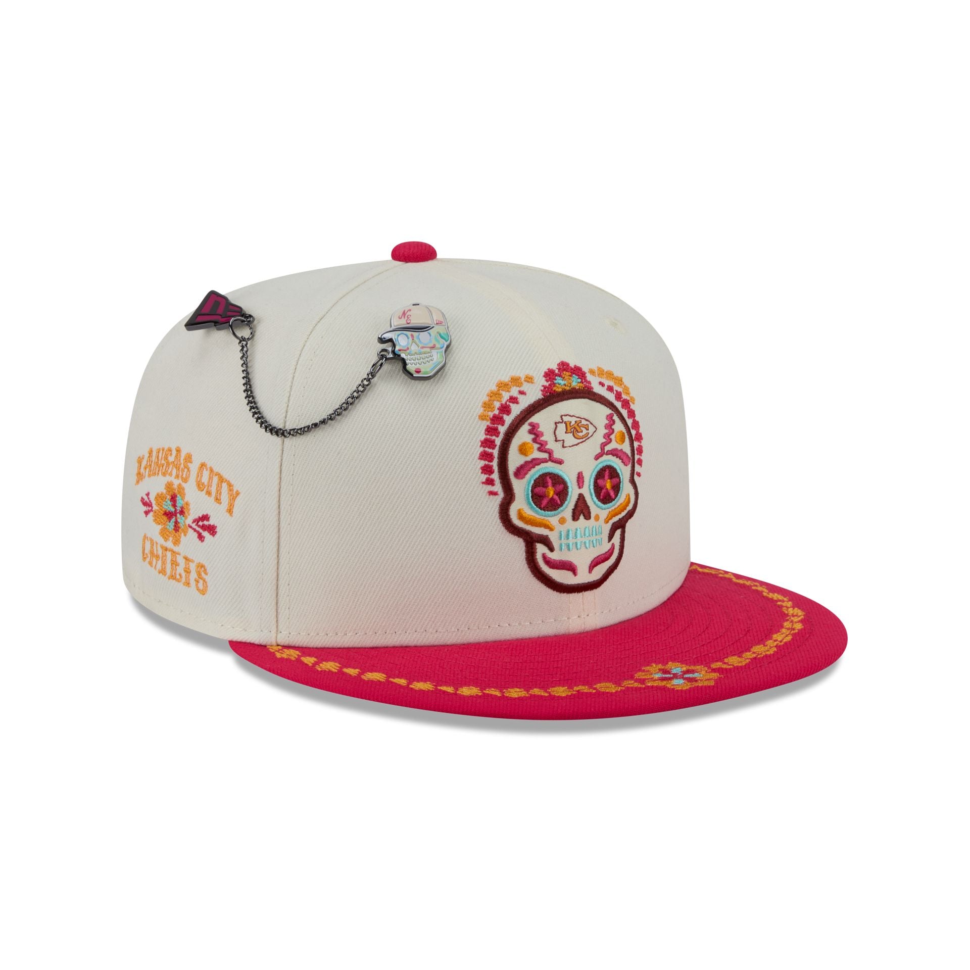 Kansas City Chiefs Day of the Dead Chrome White 59FIFTY Fitted Hat