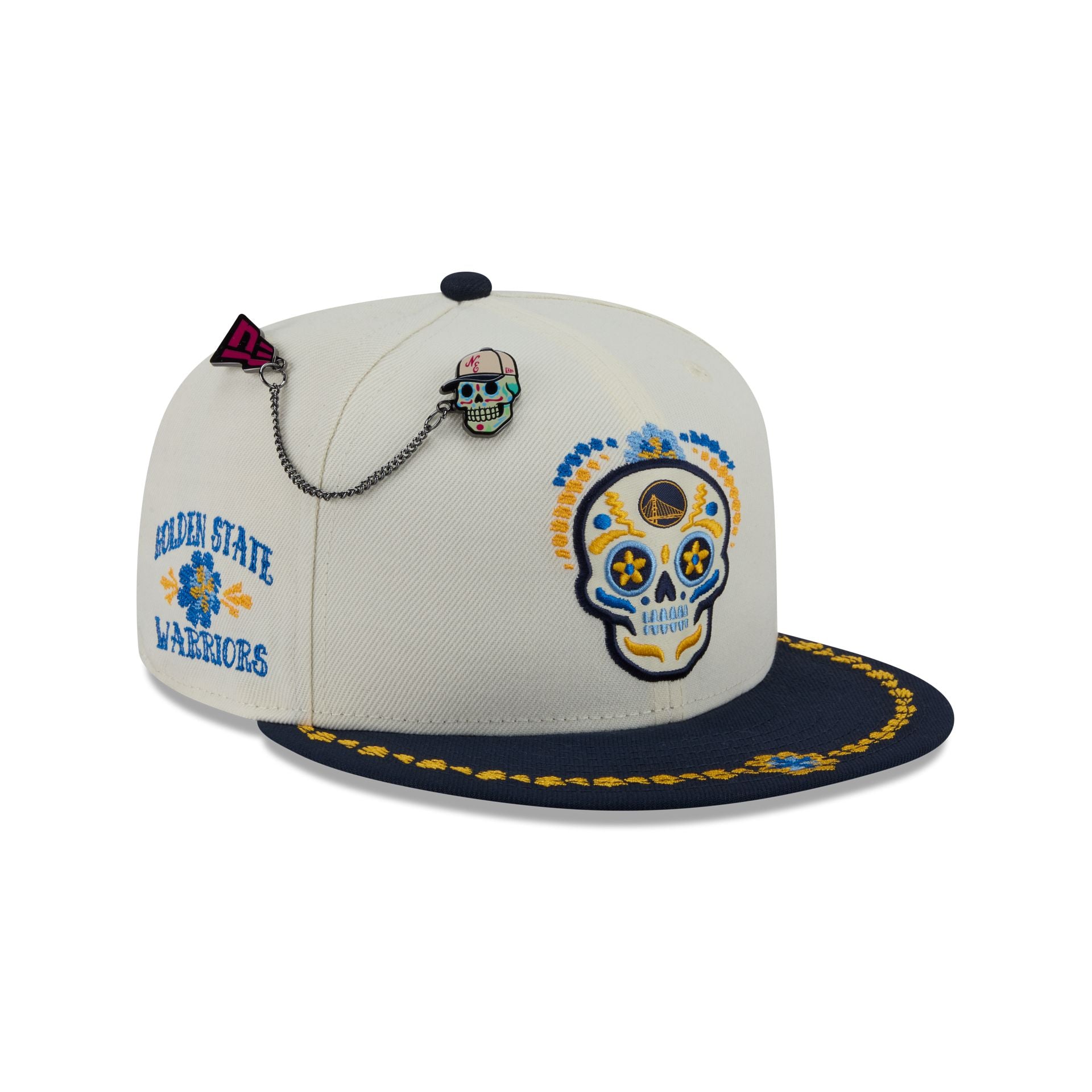 直筆サイン入り Golden State Warriors NEWERA CAP Golden State Warriors Day of the Dead Chrome White 59FIFTY Fitted