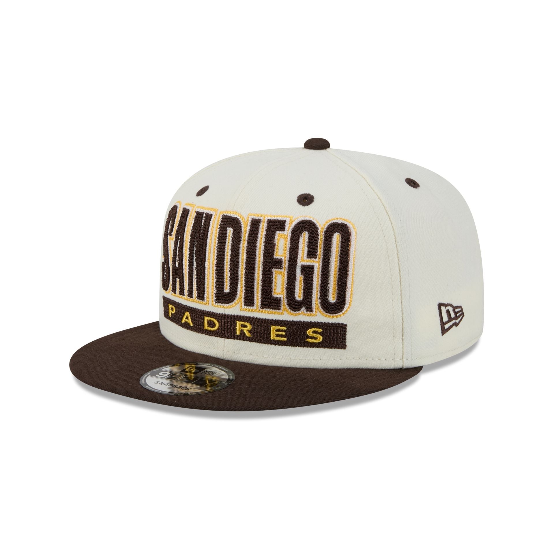 San Diego Padres Classic Stacked Chrome 9FIFTY Snapback Hat – New