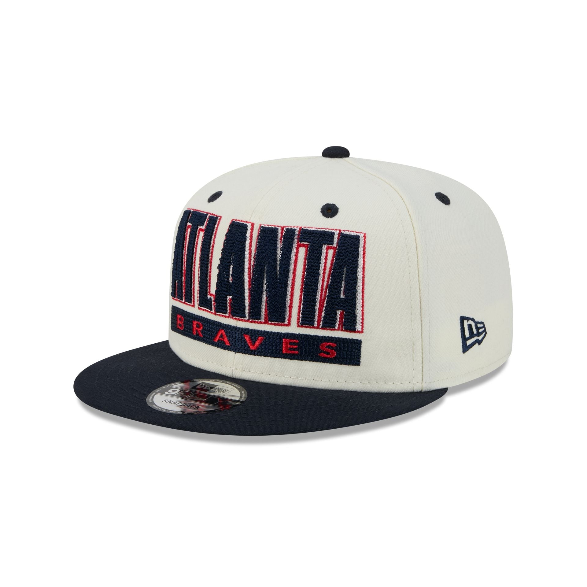 Atlanta Braves Classic Stacked Chrome 9FIFTY Snapback Hat – New