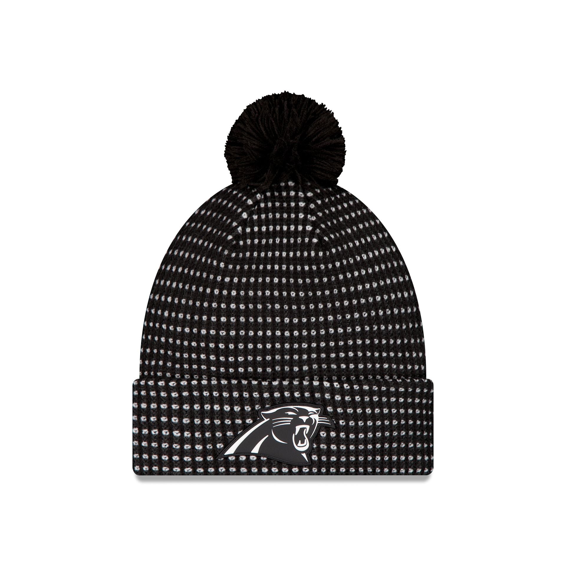 Carolina Panthers 2026 Sideline Cold Weather Black Pom Knit Hat