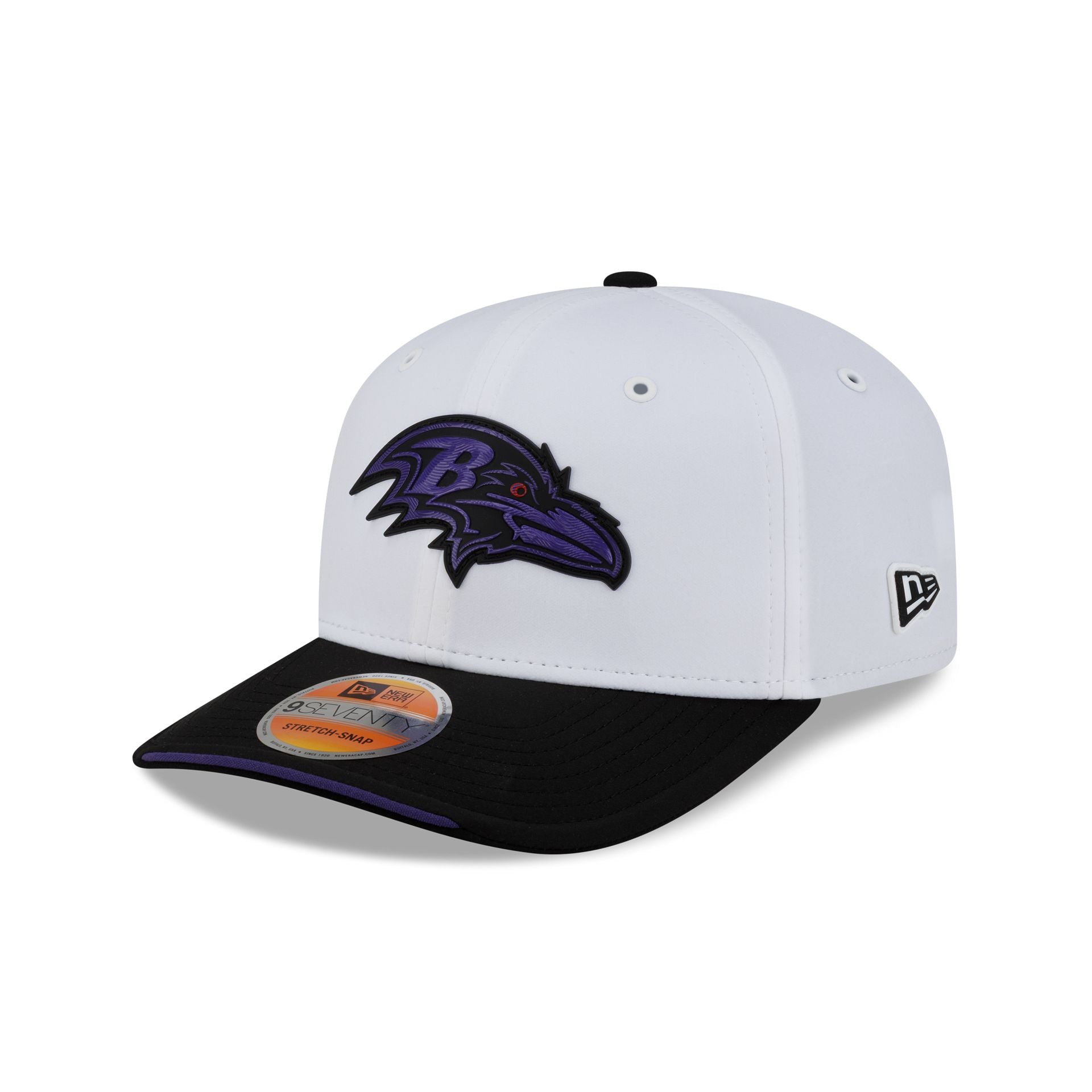 Baltimore Ravens 2026 Sideline White 9SEVENTY Stretch-Snap Hat