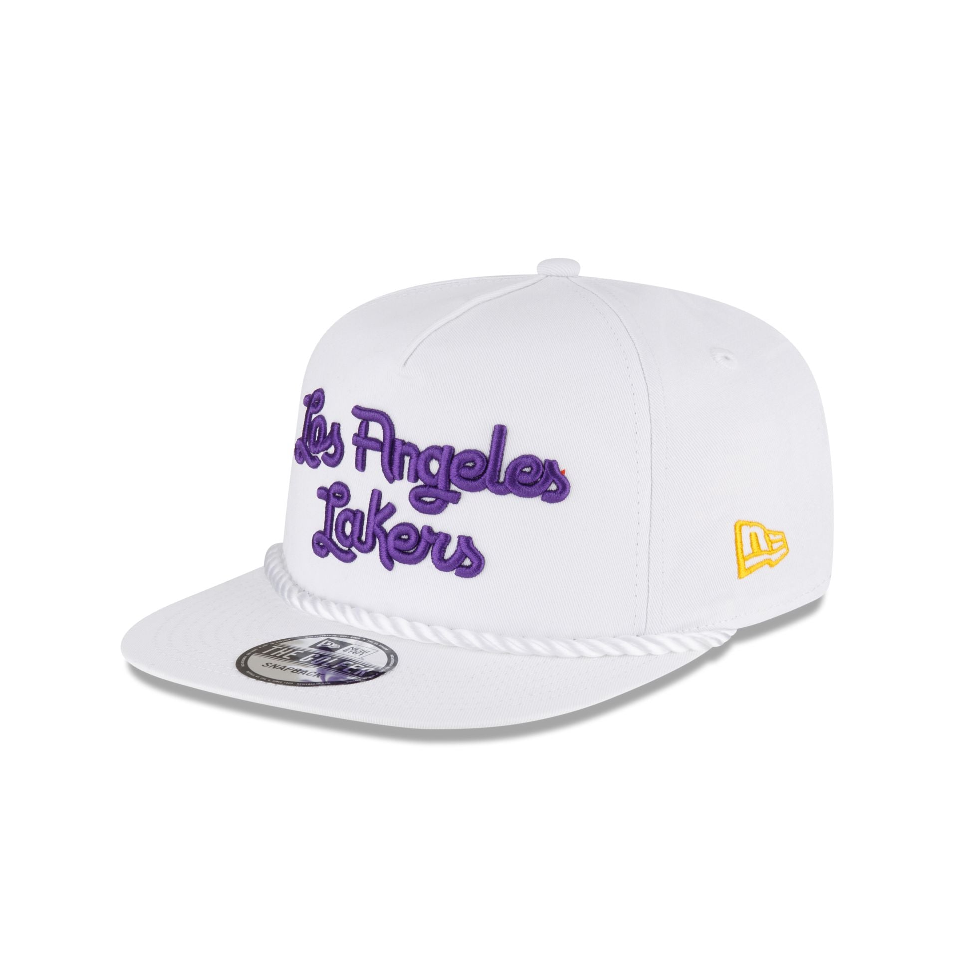 Men's New Era White/Purple Los Angeles Lakers Retro Title 9FIFTY Snapback  Hat