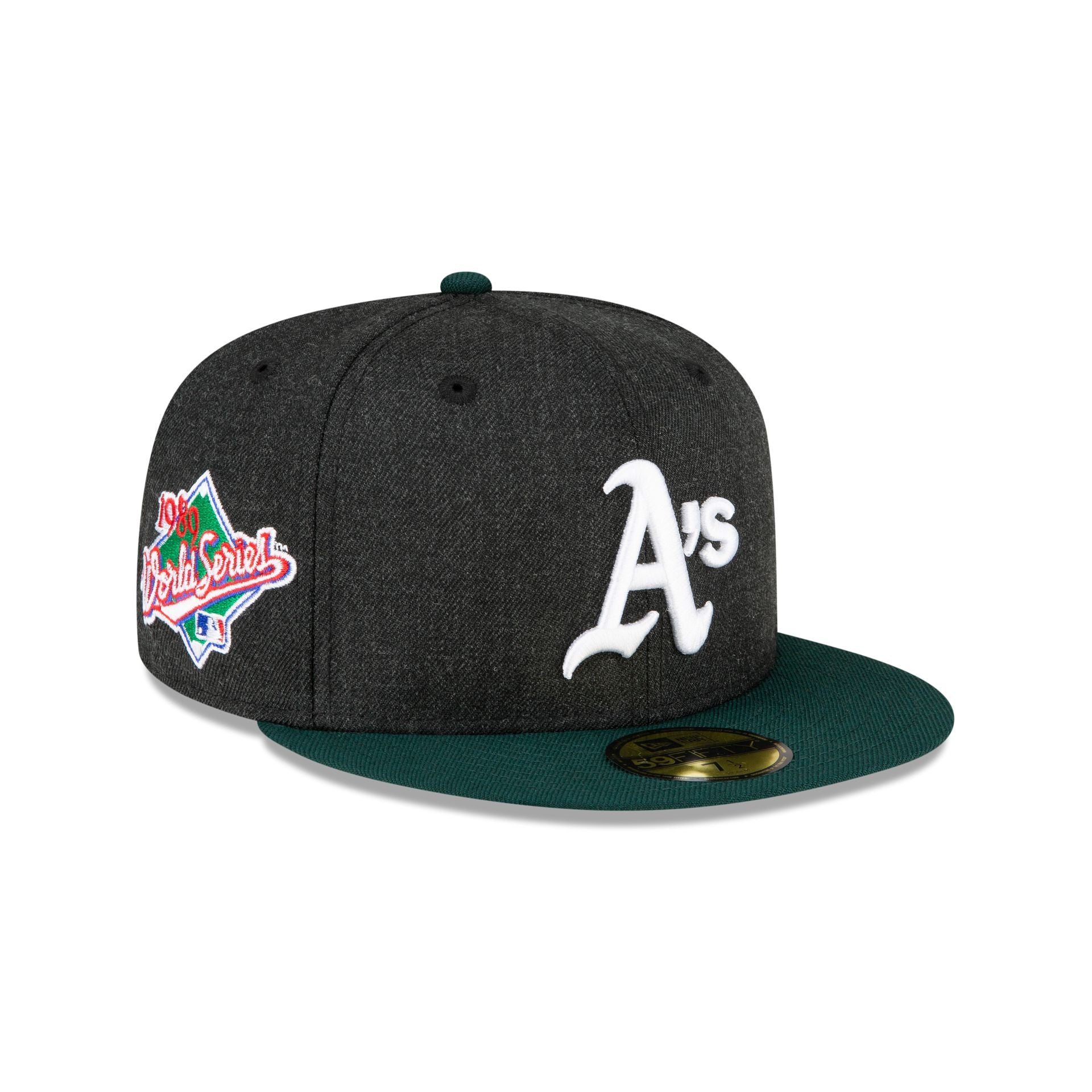 Just Caps Heathered Crown Oakland Athletics 59FIFTY Fitted Hat, Gray - Size: 7 1/4, MLB by New Era