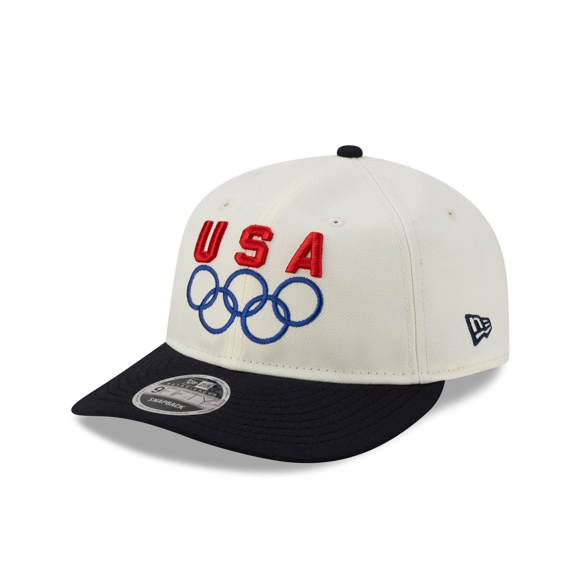Team USA Chrome White Navy Retro Crown 9FIFTY Snapback Hat – New
