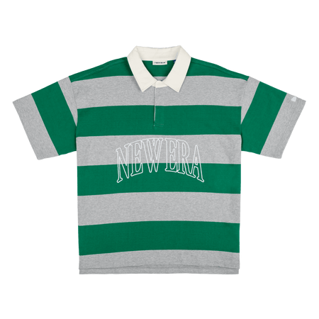 New Era Branded Embroidered Yarn Dye Kelly Green Rugby Shirt