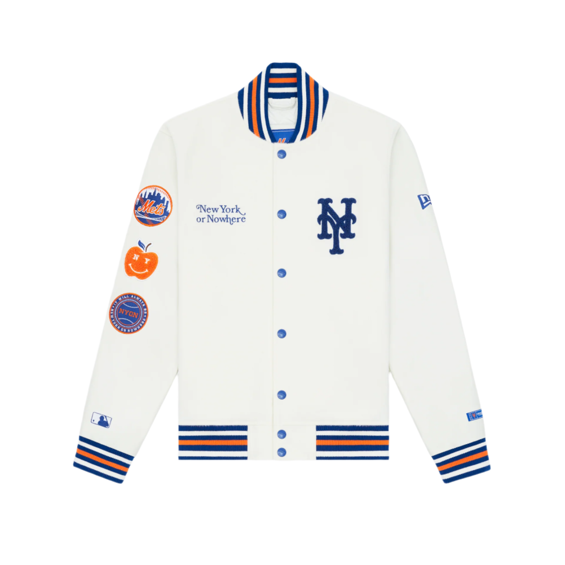 New York or Nowhere x New York Mets Chrome White Motto Varsity