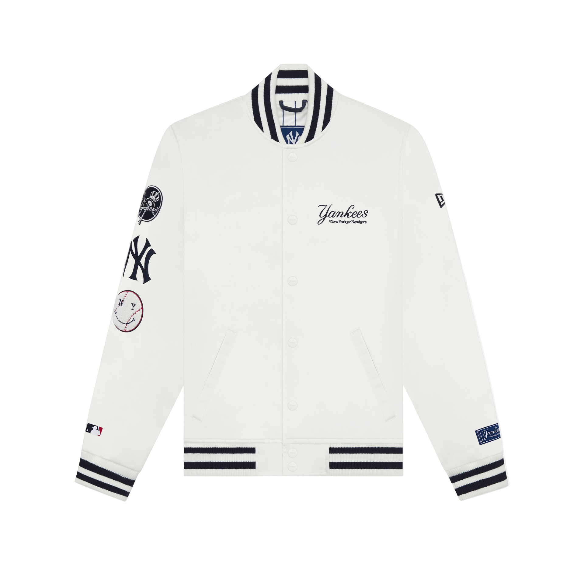 レア物！　ニューヨークヤンキース　ジップアップジャケット ホワイト New York or Nowhere x New York Yankees White Satin Jacket – New