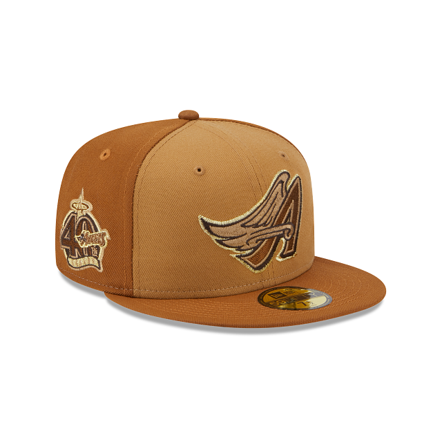 Los Angeles Angels Hat Cap Fitted Mens 7 3/8 Brown New Era 59Fifty