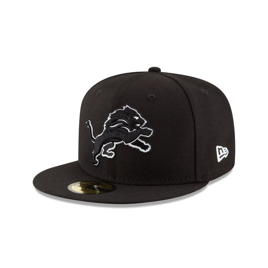 Detroit Lions Black & White 59FIFTY Fitted Hat - New Era Cap