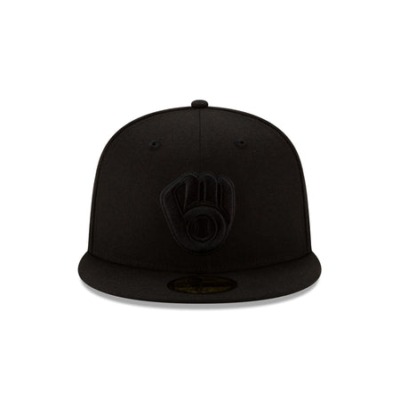 Milwaukee Brewers Black on Black 59FIFTY Fitted Hat