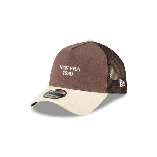 New Era Cap Soft Linen Brown 9FORTY A-Frame Trucker Hat - New Era Cap