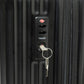 Black suitcase with TSA lock and key attached