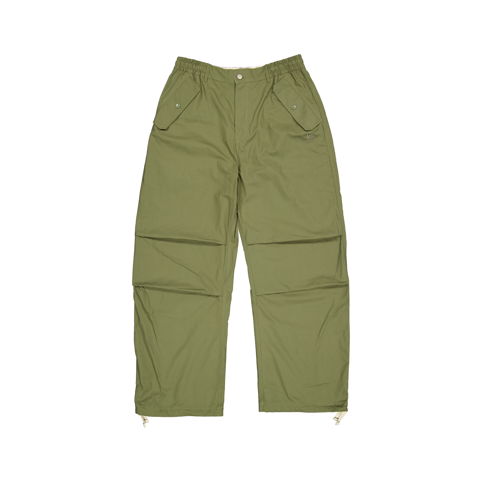 New Era Branded Loose Military Cargo Green Bark Pants