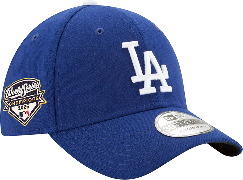 Los Angeles Dodgers 2025 World Series Champions Side Patch 39THIRTY Stretch Fit Hat